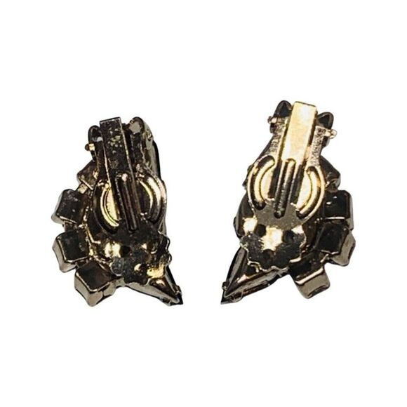 Women’s Simulated Topaz Faceted Prong Glass Formal Vintage Gold Clip On Earrings - Picture 8 of 11